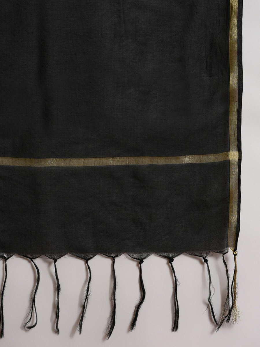 Aks Floral Printed Zari Anarkali Kurta With Trousers & Dupatta - Distacart