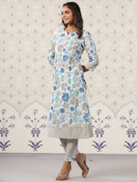 Thumbnail for Ode by House of Pataudi Ethnic Motifs Printed Gotta Patti Pure Cotton Kurta with Trousers - Distacart