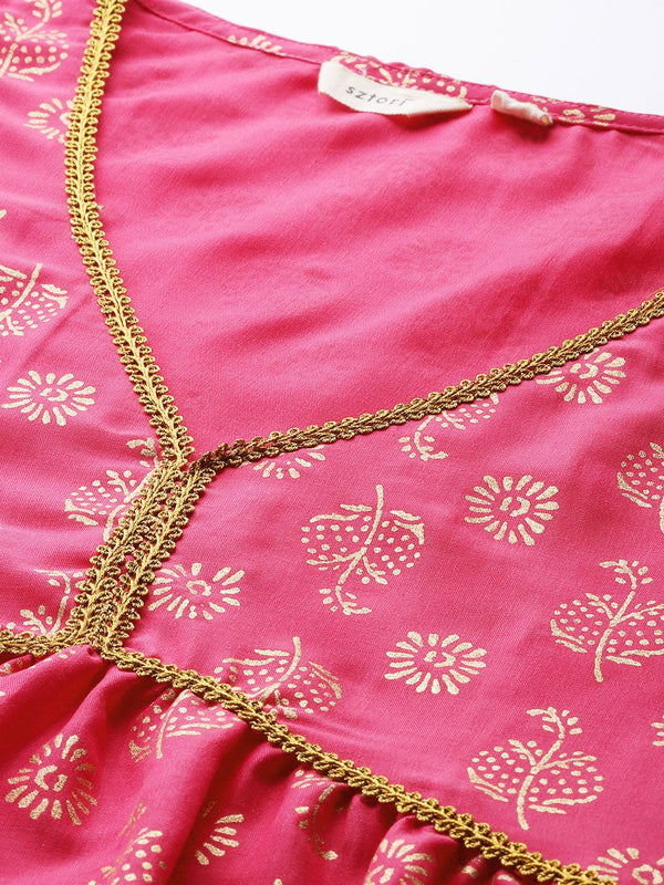 Sztori Women Ethnic Motifs Printed Regular Gotta Patti Kurta with Palazzos - Distacart