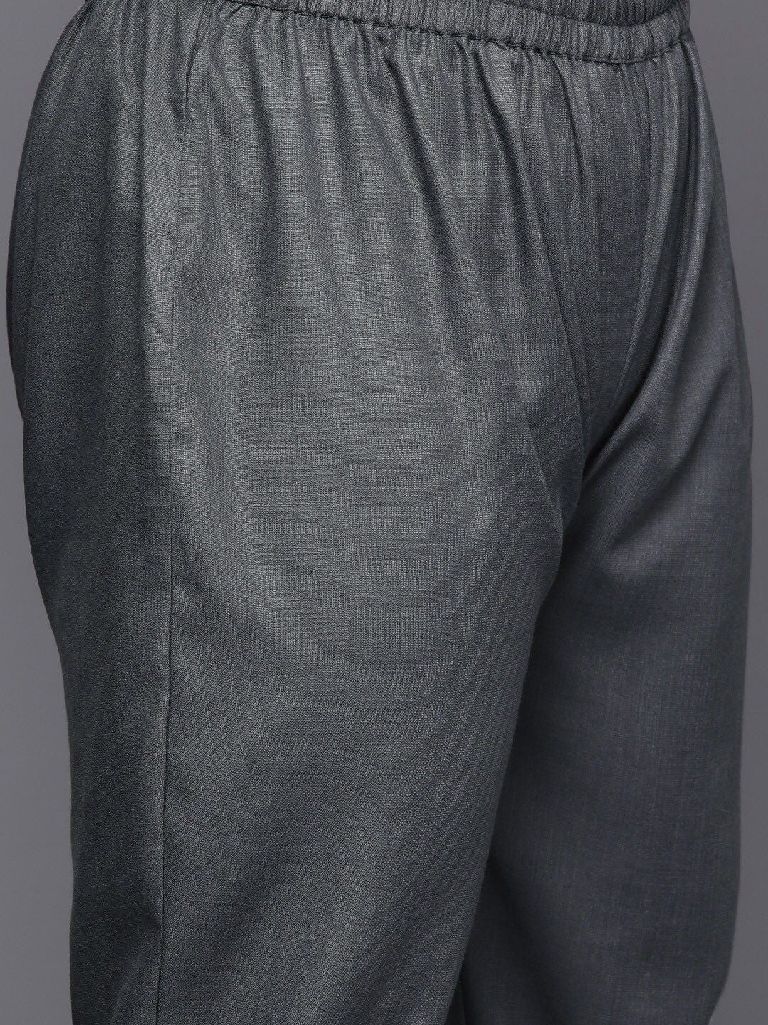 Sztori Long Sleeves V-Neck Cotton Regular Kurta with Trousers - Distacart