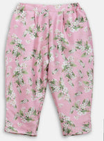 Thumbnail for Ahalyaa Pink Poly Silk Solid Kids Kurta with Printed Pant Set For Girls - Distacart