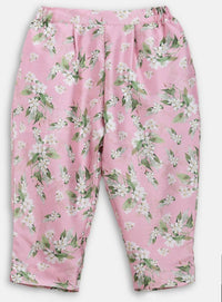 Thumbnail for Ahalyaa Pink Poly Silk Solid Kids Kurta with Printed Pant Set For Girls - Distacart