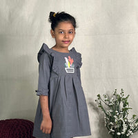 Thumbnail for ArthLife Grey Cactus Embroidered Dress - Distacart