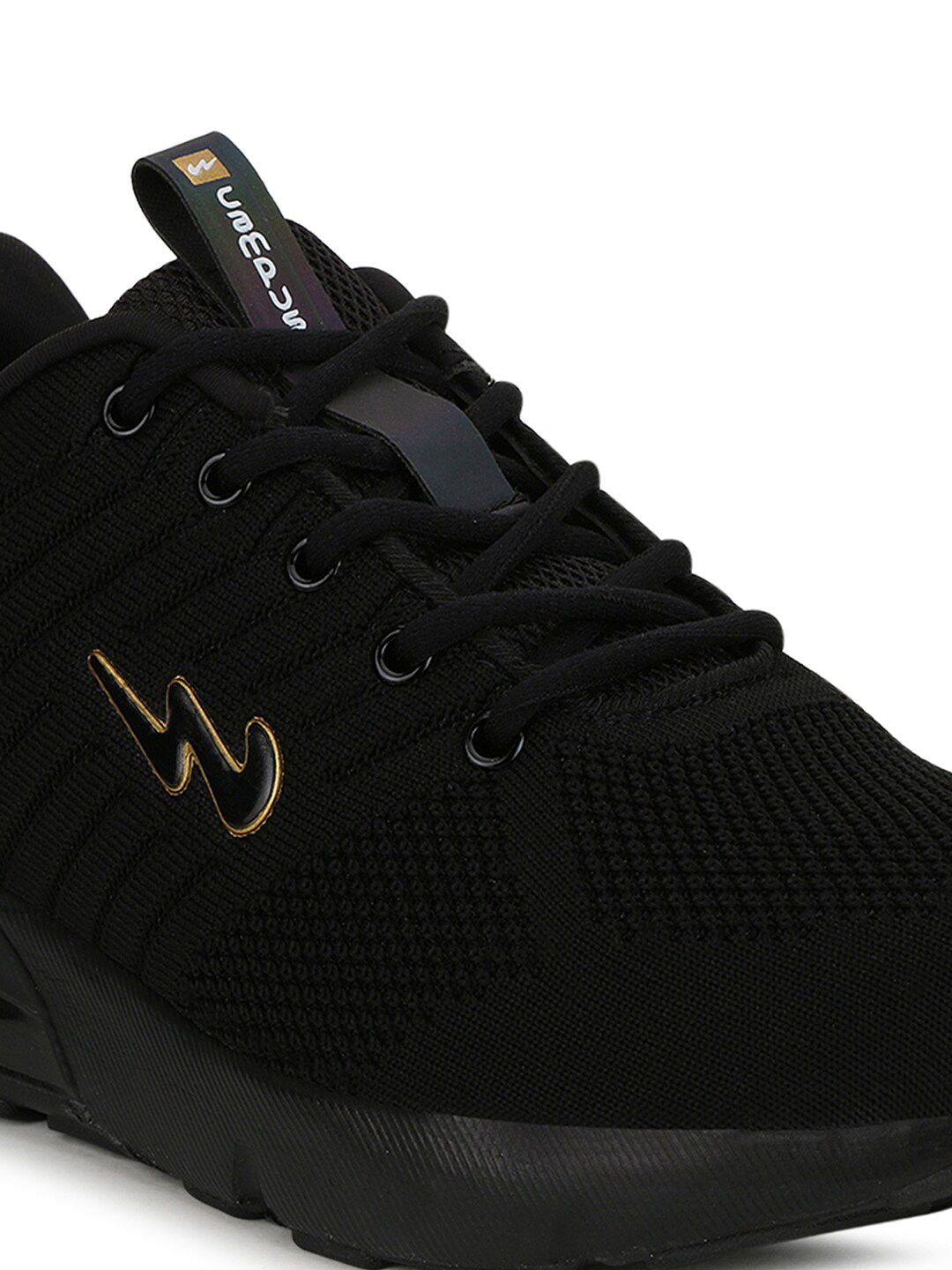 Campus Men Black Mesh Running Shoes