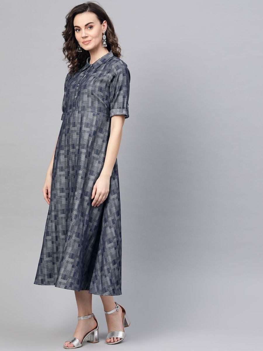 AURELIA Self Design Shirt Cotton Dress - Distacart