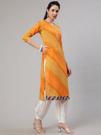 Thumbnail for Aks Bandhani Printed Gotta Patti Regular Pure Cotton Kurta with Harem Pants - Distacart