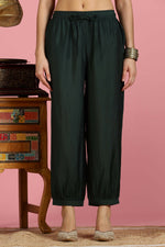 Thumbnail for BulBul Women’s Dark Green Embroidered Chanderi Kurta Set