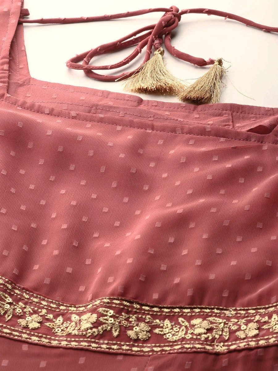 All About You Square Neck Dobby Weave A-Line Kurta With Dupatta - Distacart