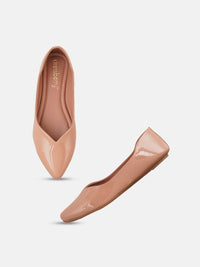 Thumbnail for DressBerry Nude-Coloured Pointed Toe Ballerinas