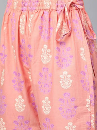 Thumbnail for Anubhutee Peach-Coloured & Purple Printed Cotton Night suit - Distacart