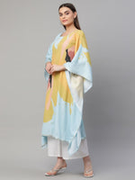 Thumbnail for Ahalyaa Women Yellow Crepe Digital Printed Kaftan Kurta with Palazzos - Distacart