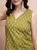 Thumbnail for Vishudh Green Printed Pure Cotton Straight Kurta with Palazzos - Distacart