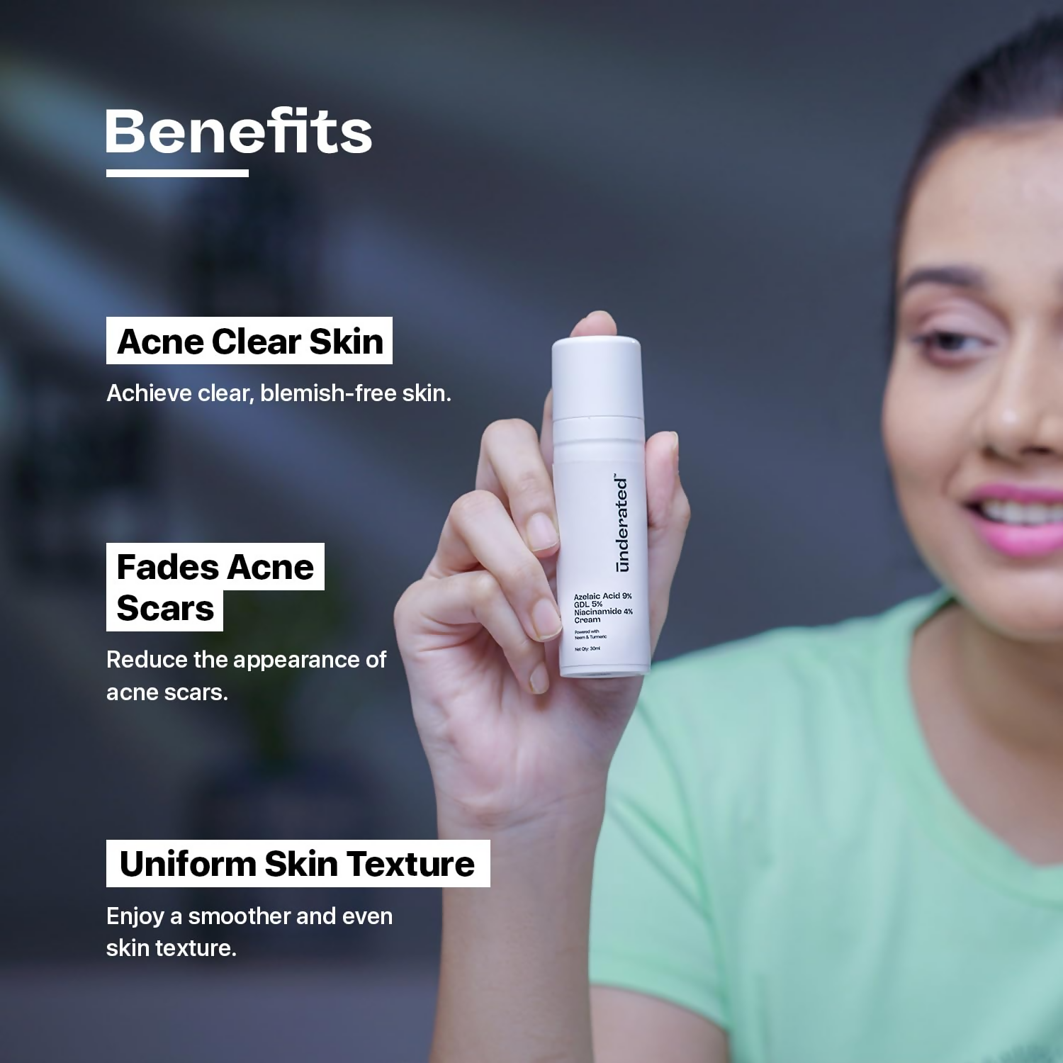Underated Azelaic Acid 9% Gdl 5% Niacinamide 4% Cream Powered With Neem And Turmeric - Distacart
