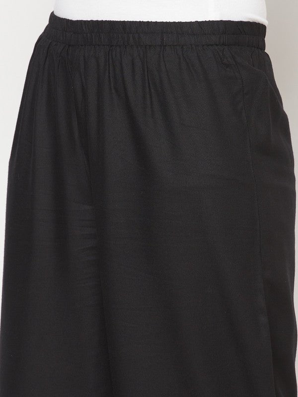 Aniyah Rayon Flared Slip-On Black Palazzo