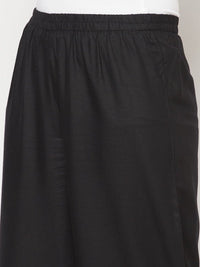 Thumbnail for Aniyah Rayon Flared Slip-On Black Palazzo