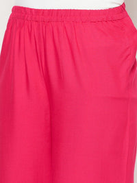 Thumbnail for Aniyah Fuchsia Color Rayon Flared Slip-On Palazzo