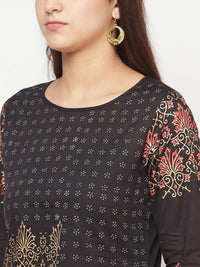 Thumbnail for Aniyah Black Color Cotton Block Print Straight Kurta