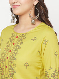 Thumbnail for Aniyah Rayon Digital Screen Print Parrot Green Straight Kurta