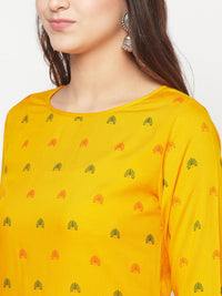 Thumbnail for Aniyah Rayon Screen Print Mustard Straight Kurta