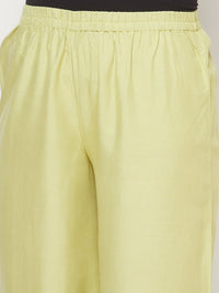 Thumbnail for Aniyah Rayon Flared Slip-On Pista Color Palazzo