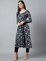 Thumbnail for Aks Floral Printed Pure Cotton Anarkali Kurta - Distacart