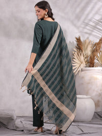 Thumbnail for Anubhutee Ethnic Motifs Emrboidered Sequined Pure Cotton Kurta with Trousers & Dupatta - Distacart