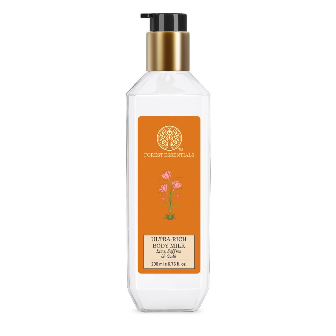 Forest Essentials Ultra-Rich Body Milk Lime Saffron & Oudh - Distacart