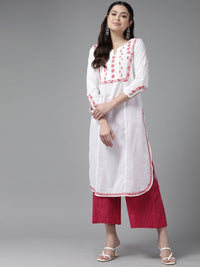 Thumbnail for ADA Ethnic Motifs Chikankari Embroidered Floral Kurta - Distacart