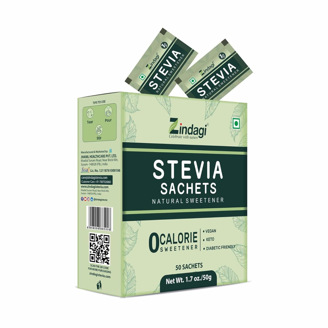 Zindagi Stevia Nature's Sweetener Sachets - Distacart