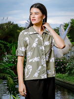 Thumbnail for Yufta Green Liva Collared Shirt Style Top - Distacart