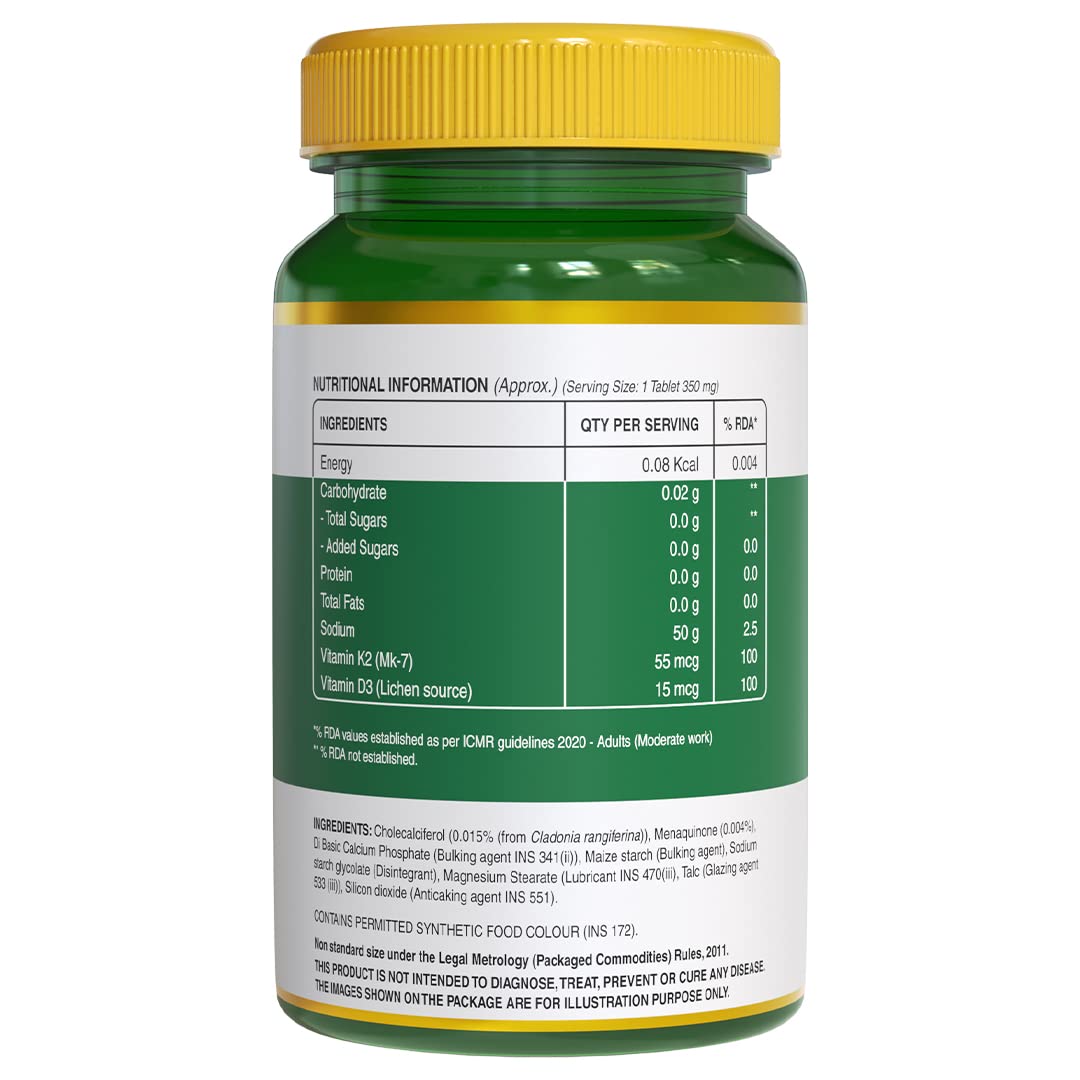 Pure Nutrition Vitamin D3 + K2 from Lichen Veg Tablets - Distacart