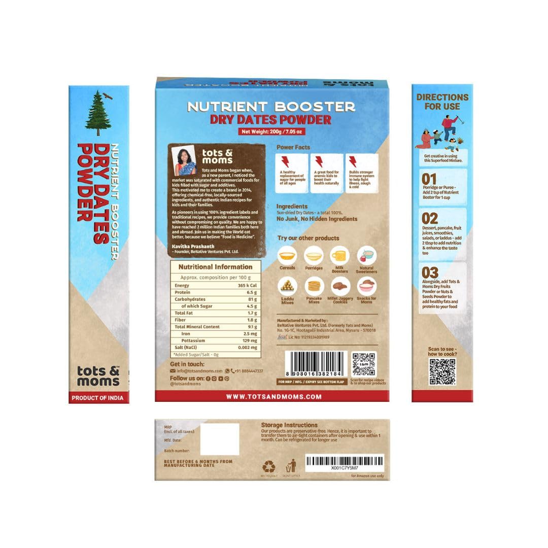 Tots and Moms Organic Dry Dates Powder - Distacart