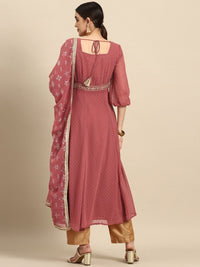 Thumbnail for All About You Square Neck Dobby Weave A-Line Kurta With Dupatta - Distacart