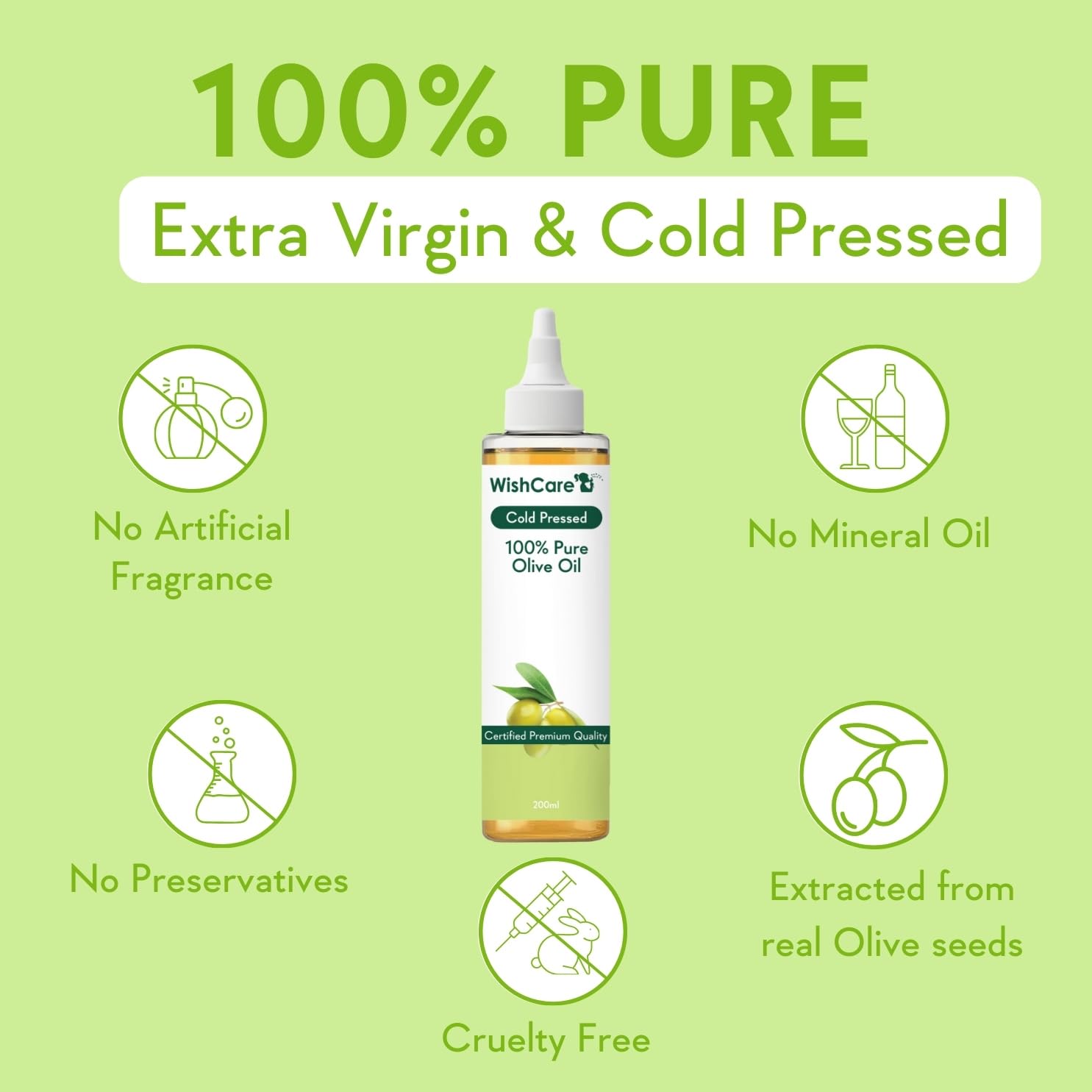 WishCare 100% Pure Premium Cold Pressed Olive Oil - Distacart