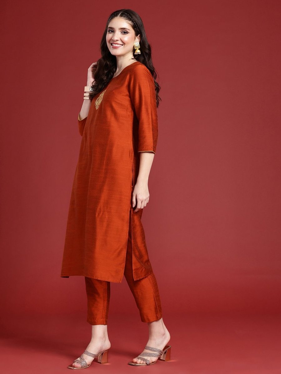 Anouk Women Ethnic Motifs Embroidered Regular Kurta with Trousers & With Dupatta