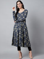Thumbnail for Aks Floral Printed Pure Cotton Anarkali Kurta - Distacart