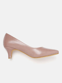 Thumbnail for ELLE Mauve Solid Kitten Pumps