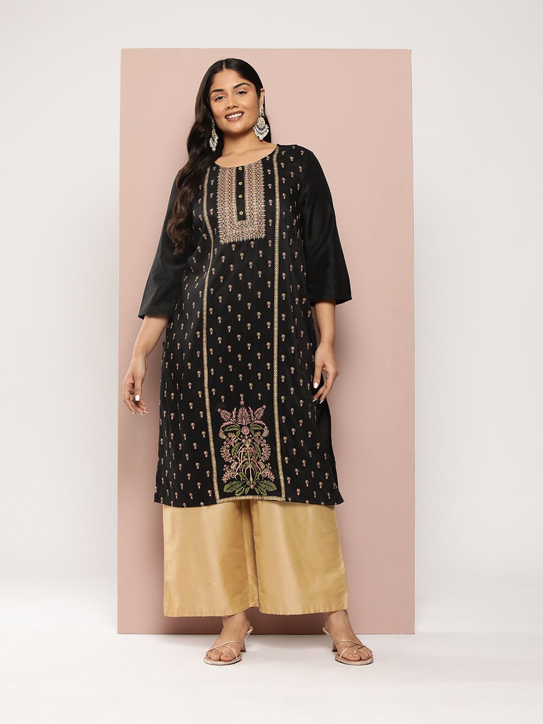 Sztori Plus Size Ethnic Motifs Printed Kurta - Distacart