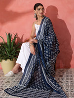 Thumbnail for InWeave White Strappy Kurta Palazzo Set With Blue Floral Dupatta - Distacart