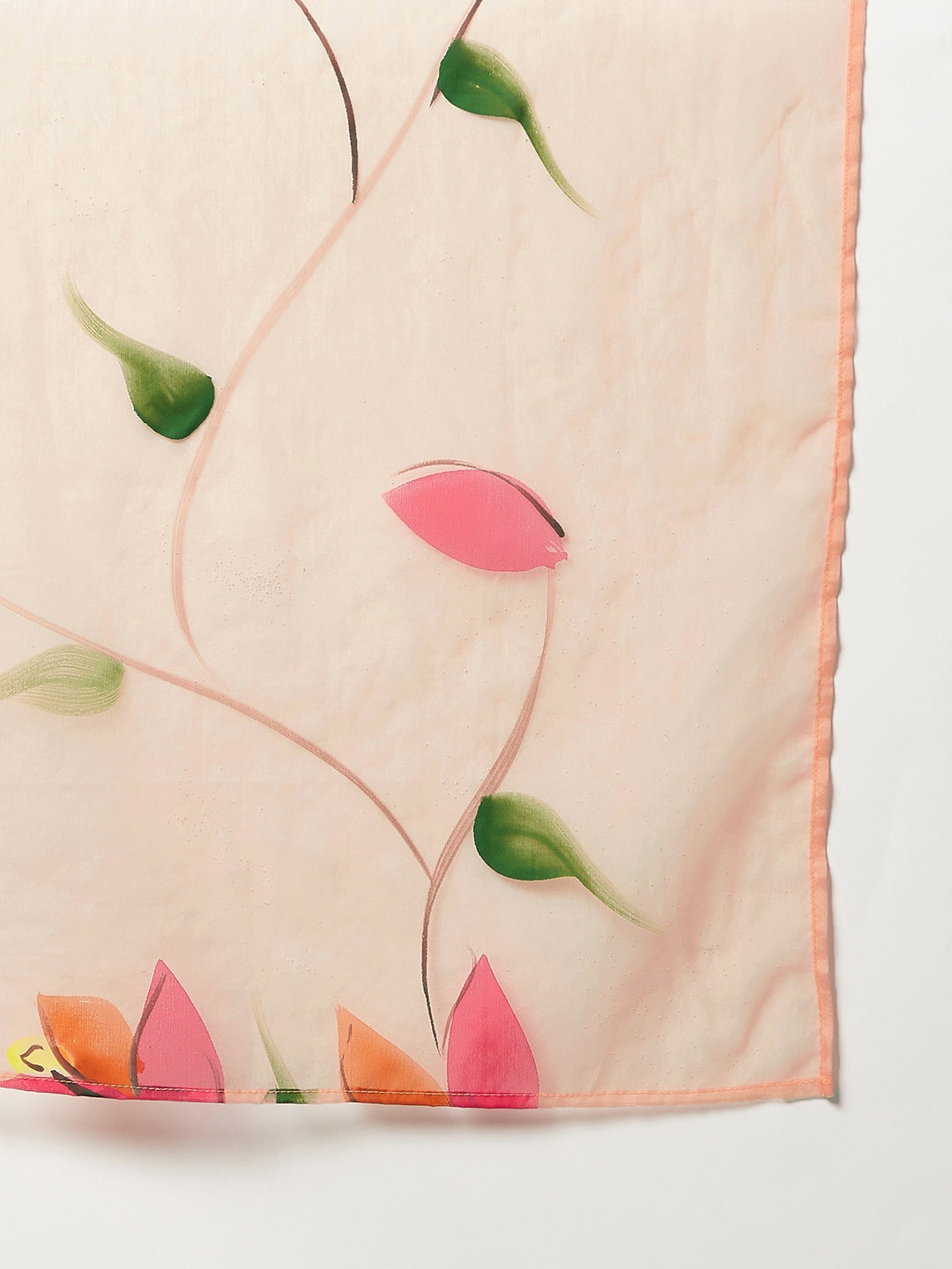 InWeave Black Strappy Set With Peach Hand Print Dupatta - Distacart