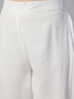 Thumbnail for InWeave White Strappy Kurta Set - Pink Hand Print Dupatta - Distacart