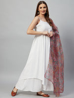 Thumbnail for InWeave White Strappy Set - Green Organza Dupatta - Distacart