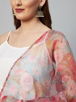 Thumbnail for InWeave White Strappy Set - Green Organza Dupatta - Distacart