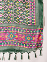 Thumbnail for InWeave Dark Green Mandarin Patola Kurta Set - Distacart