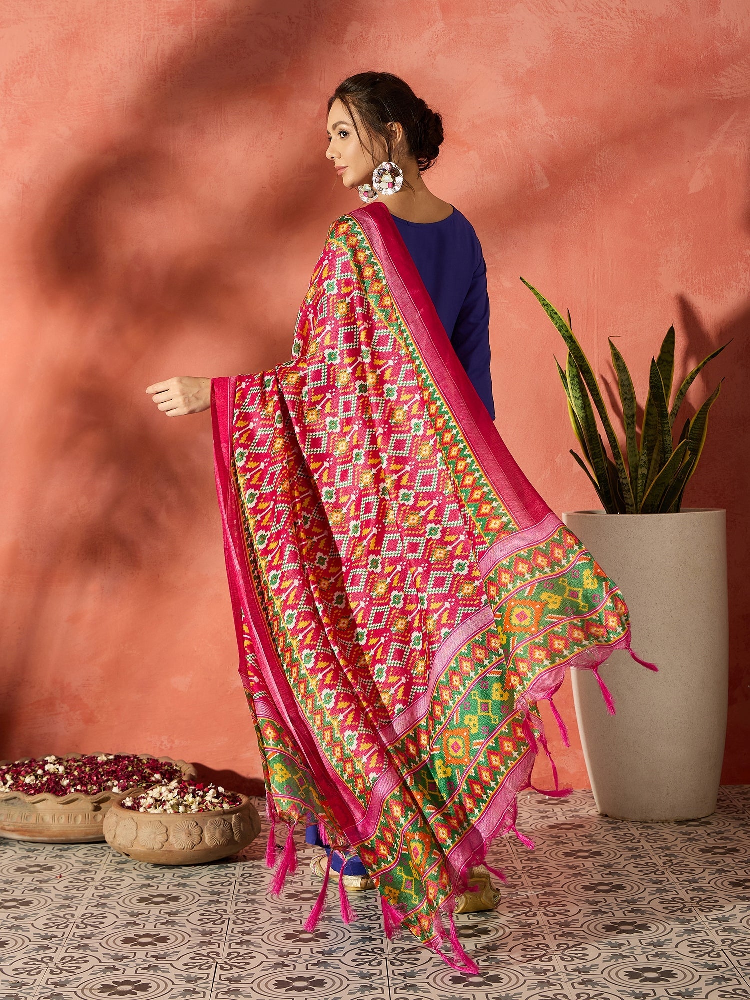 InWeave Ink Blue Anarkali Patola Kurta Set - Distacart