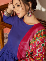 Thumbnail for InWeave Ink Blue Anarkali Patola Kurta Set - Distacart