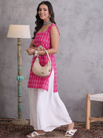 Thumbnail for InWeave Fuchsia Kantha Cream Palazzo Set - Distacart