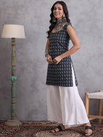 Thumbnail for InWeave Black Kantha Cream Palazzo Set - Distacart