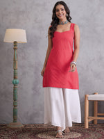 Thumbnail for InWeave Red Kantha Cream Palazzo Set - Distacart