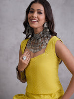 Thumbnail for InWeave Yellow Kantha Cream Palazzo Set - Distacart